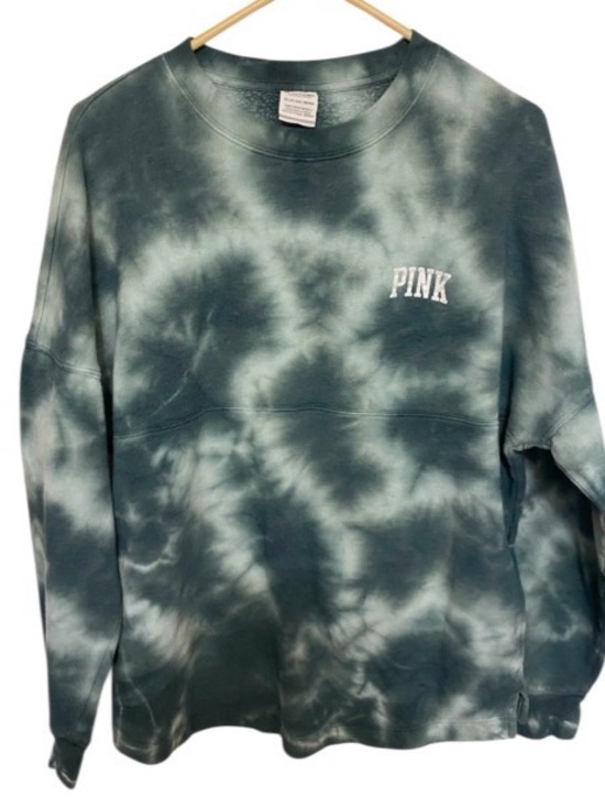 PINK Victoria's Secret Tops - PINK Victoria's Secret Tie-Dye Crewneck Sweatshirt - Teal & White